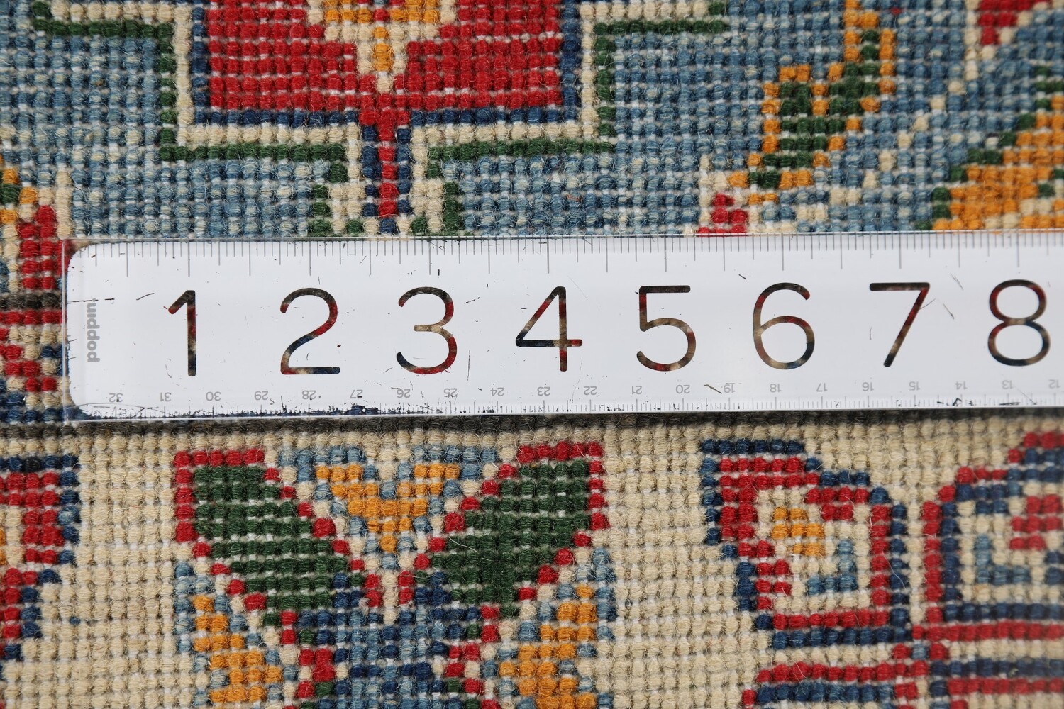 Light Blue Kazak Oriental Runner Rug 3x10