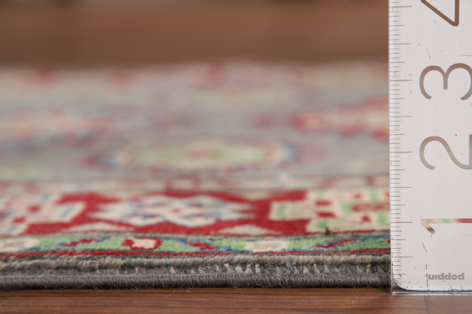 Gray Geometric Kazak Oriental Runner Rug 3x10
