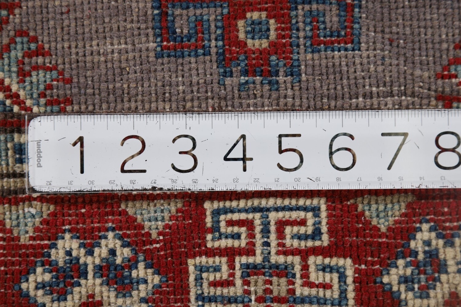 Gray Geometric Kazak Oriental Runner Rug 3x10