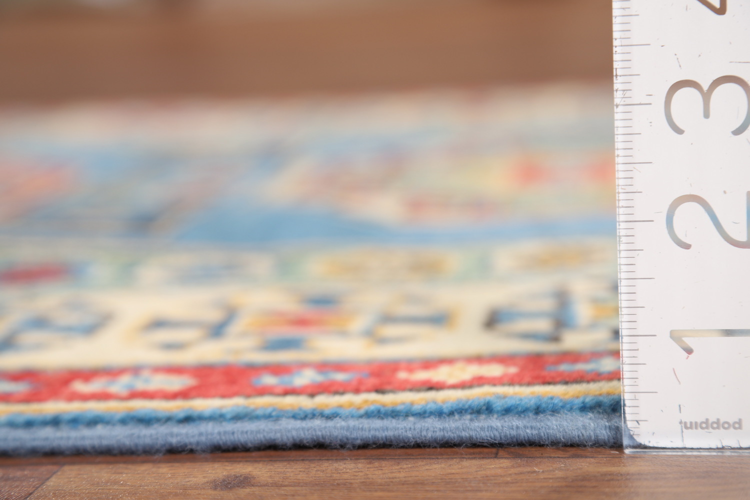 Handmade Blue Kazak Wool Runner Rug 3x9