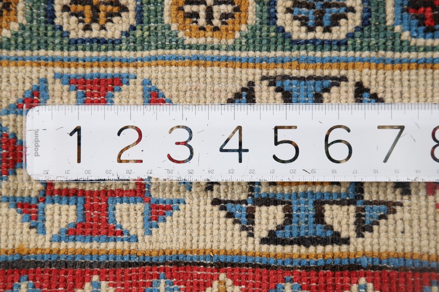 Handmade Blue Kazak Wool Runner Rug 3x9