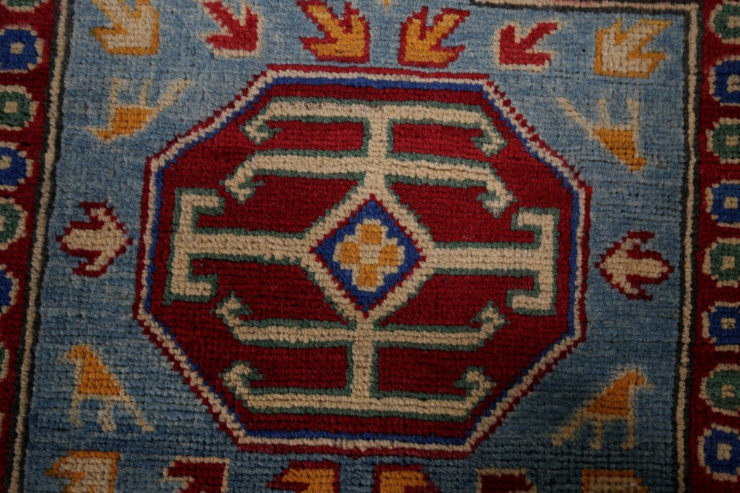 Light Blue Kazak Handmade Runner Rug 3x21