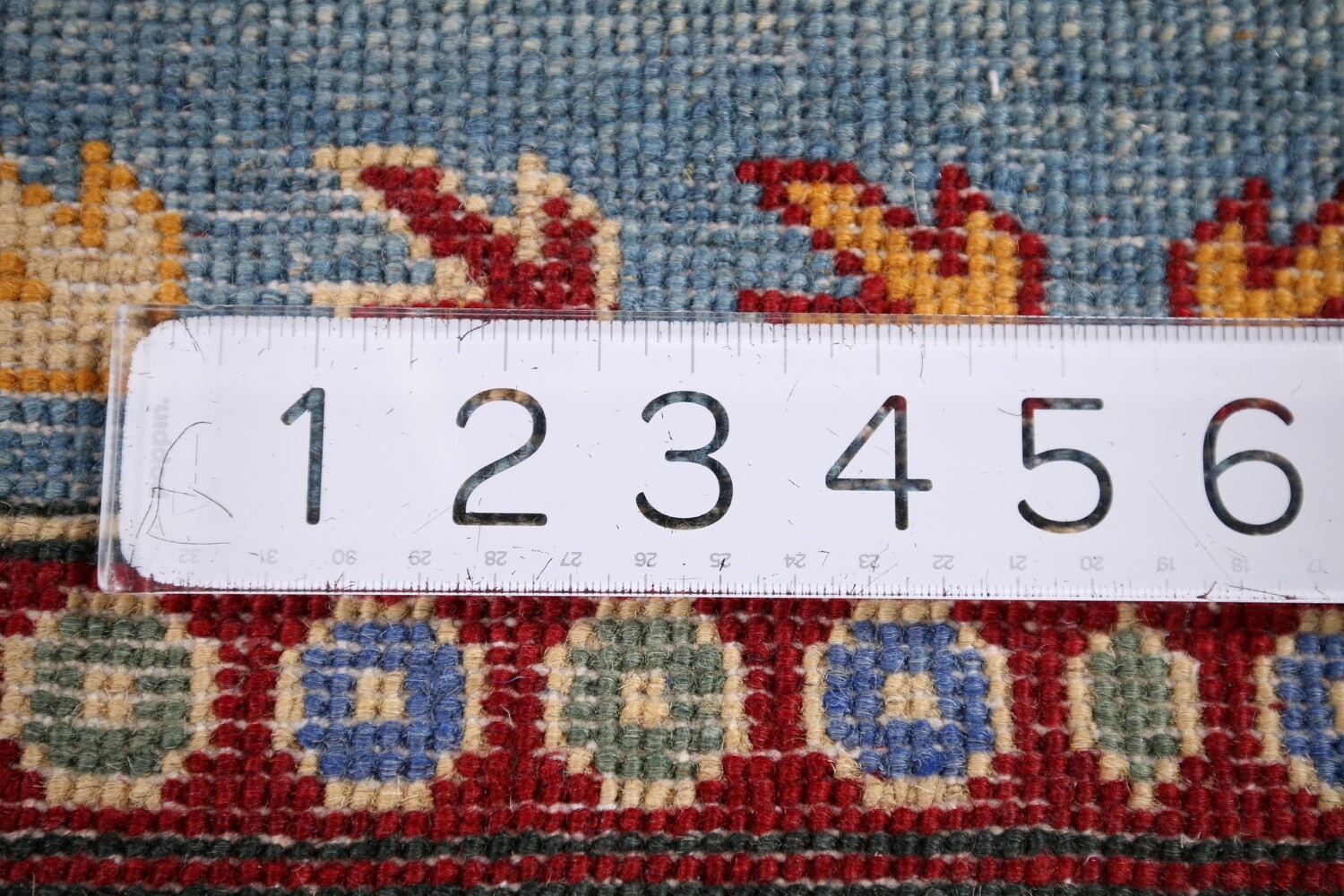Light Blue Kazak Handmade Runner Rug 3x21