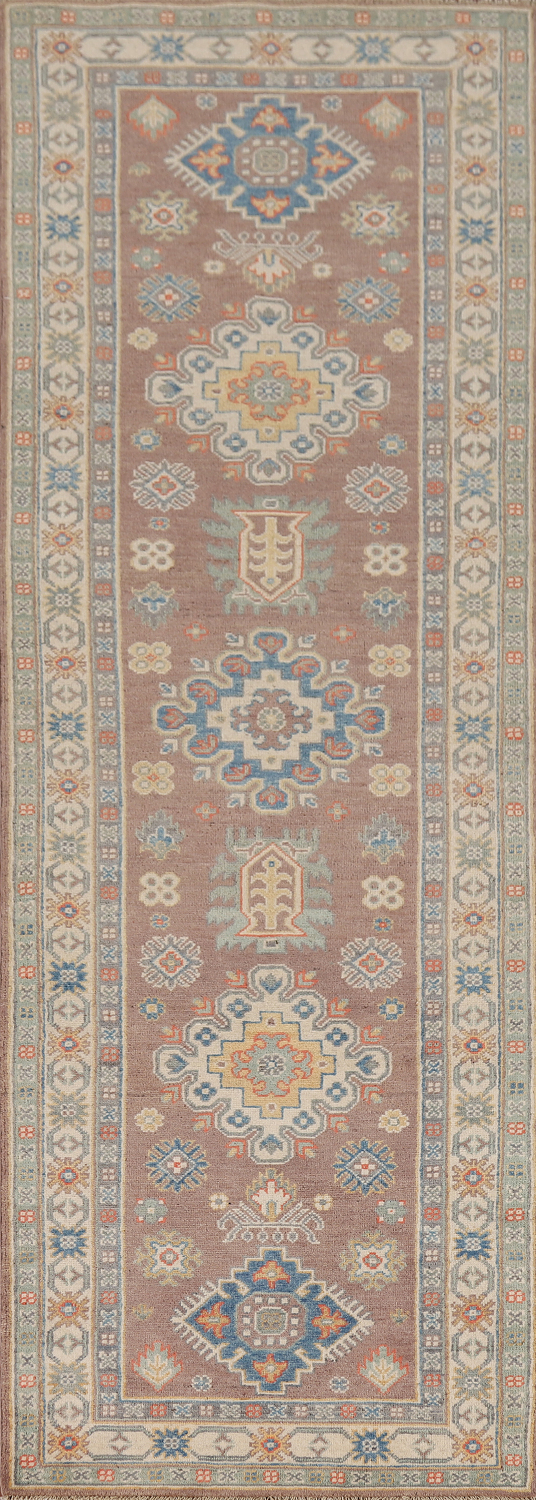 Geometric Kazak Oriental Runner Rug 3x10