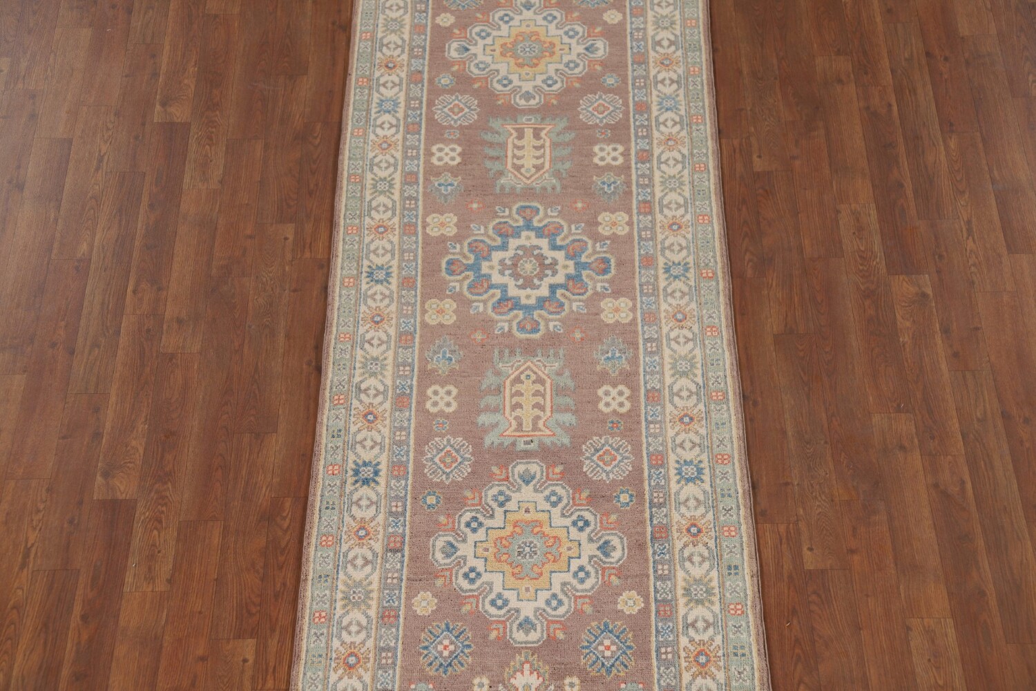 Geometric Kazak Oriental Runner Rug 3x10