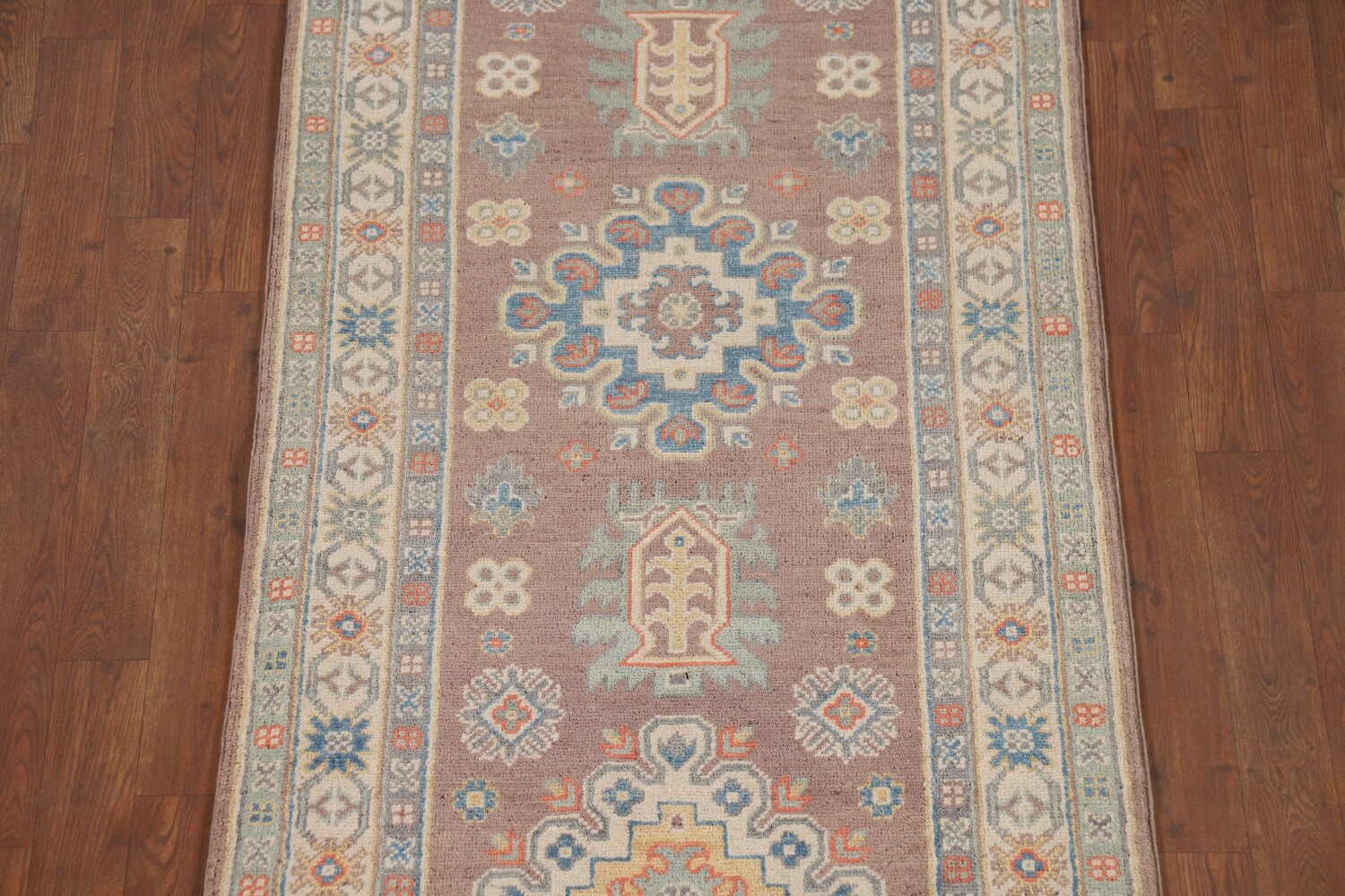 Geometric Kazak Oriental Runner Rug 3x10