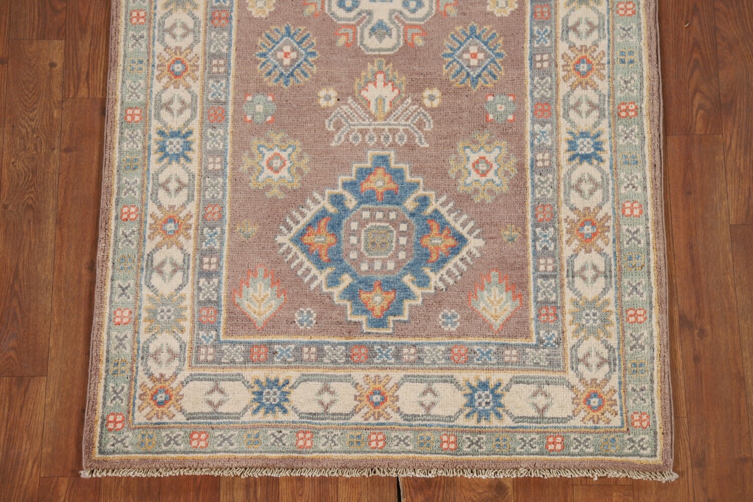 Geometric Kazak Oriental Runner Rug 3x10