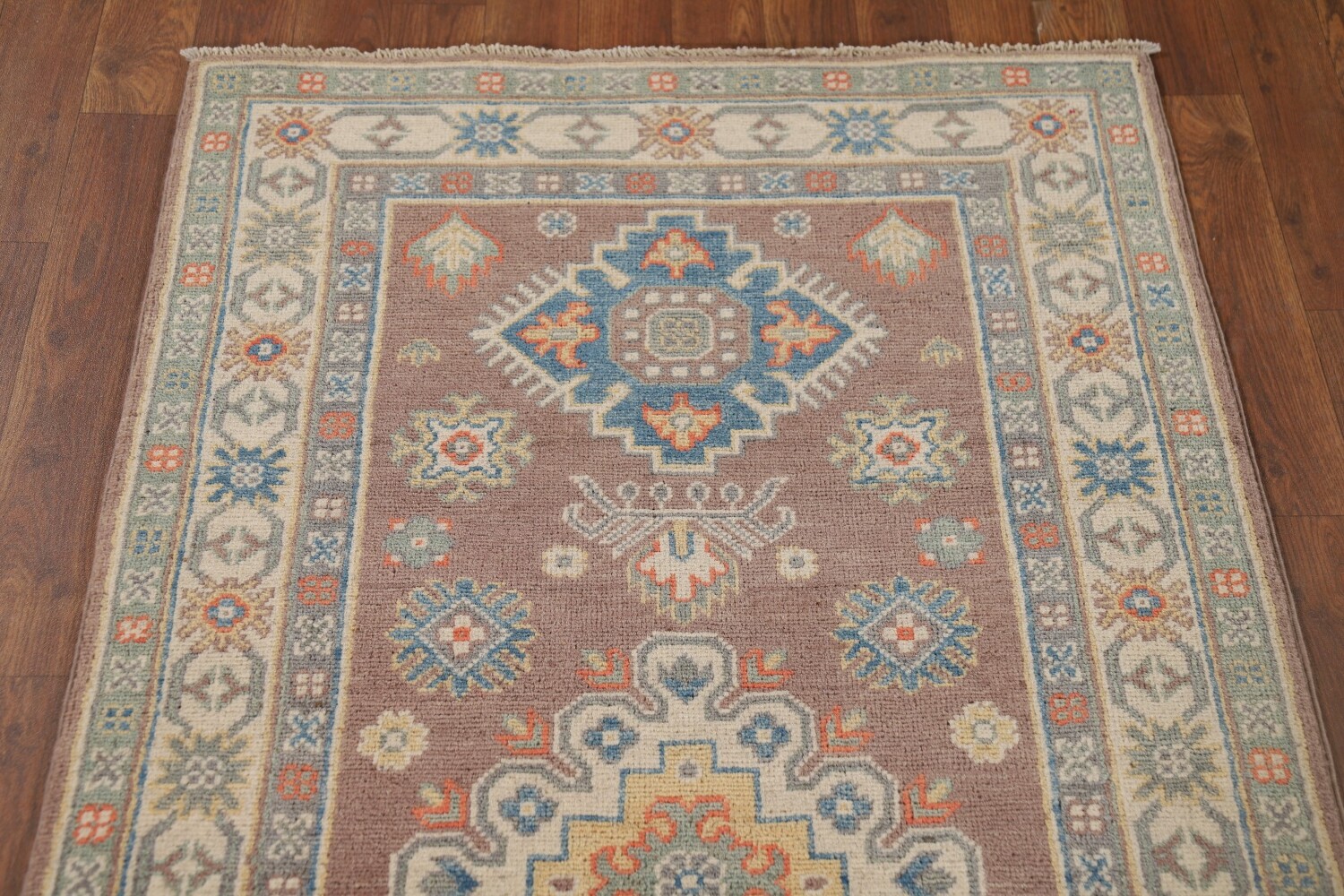 Geometric Kazak Oriental Runner Rug 3x10