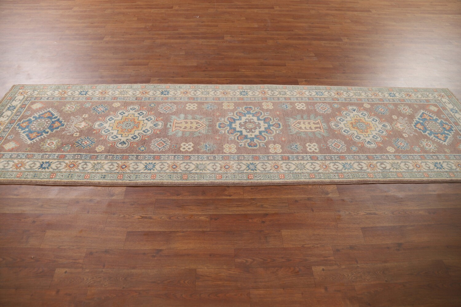 Geometric Kazak Oriental Runner Rug 3x10
