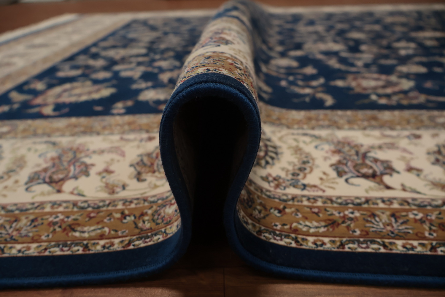 Traditional Qum Area Rug 7x10 Timeless Beige and Blue Floral Motifs