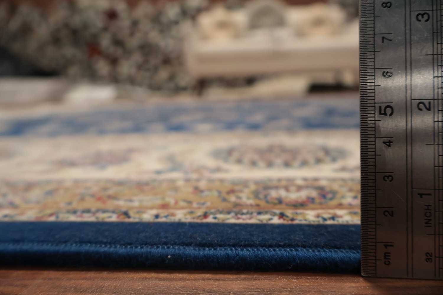 Traditional Qum Area Rug 7x10 Timeless Beige and Blue Floral Motifs