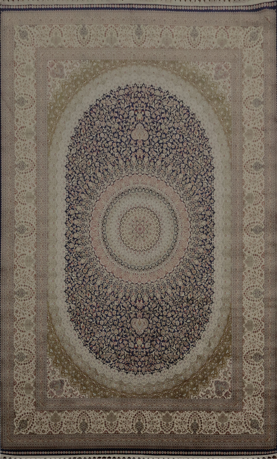 Stylish Medallion Qum Area Rug 7x10 with Delicate Floral Motifs