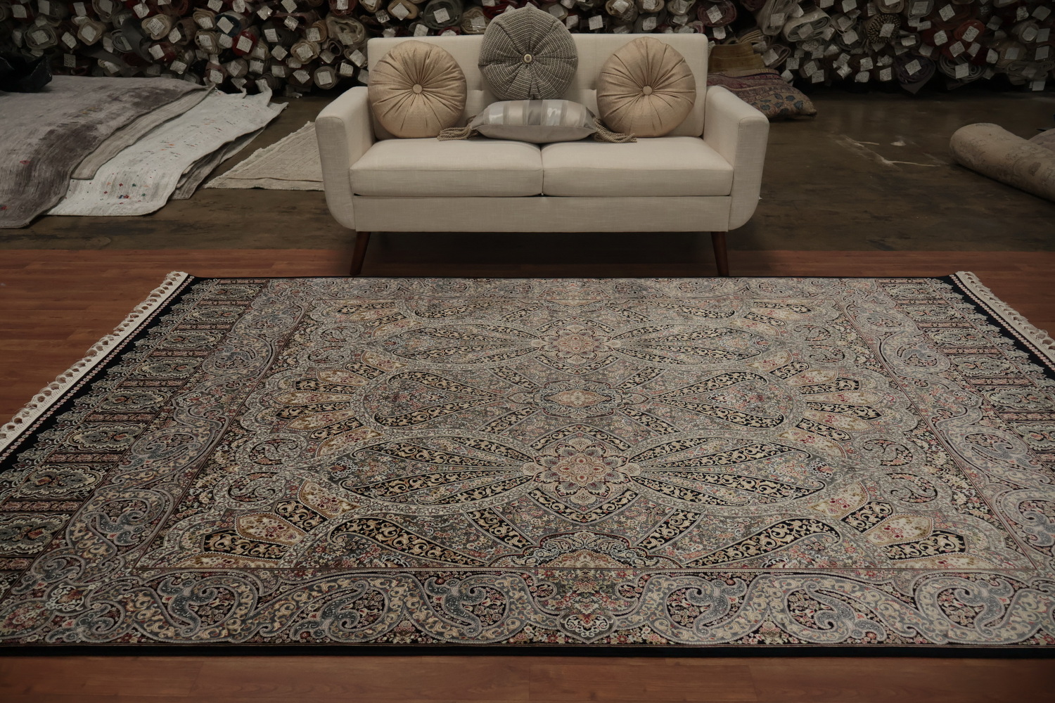 Traditional Qum Turkish Living Room Rug 7x10