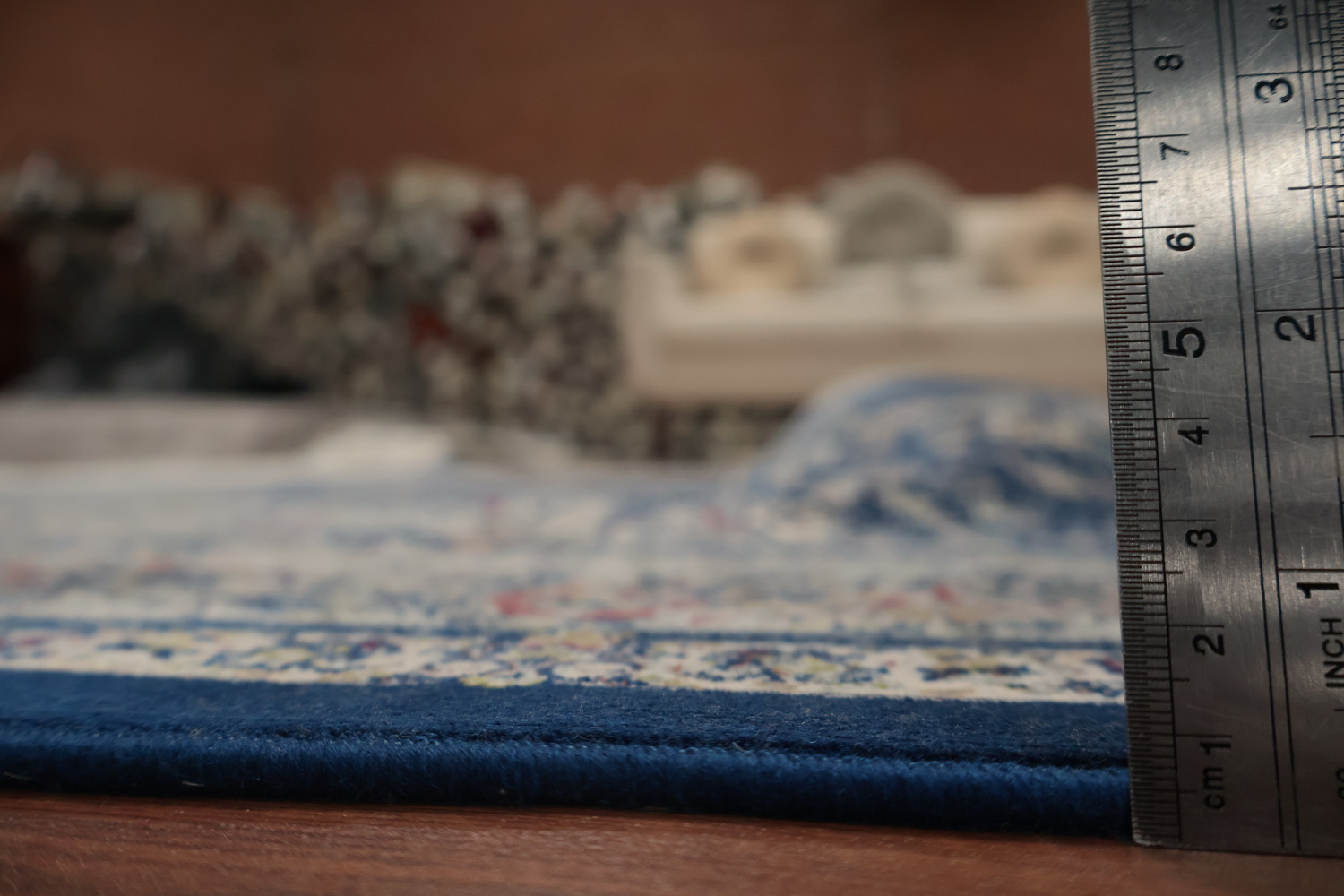 Graceful Blue Qum Turkish Area Rug 7x10 with Ornate Detailing