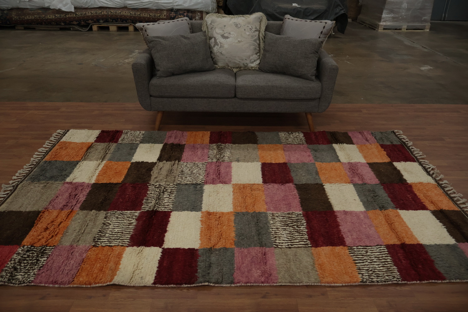 Checkered Moroccan Living Room Area Rug 6x9