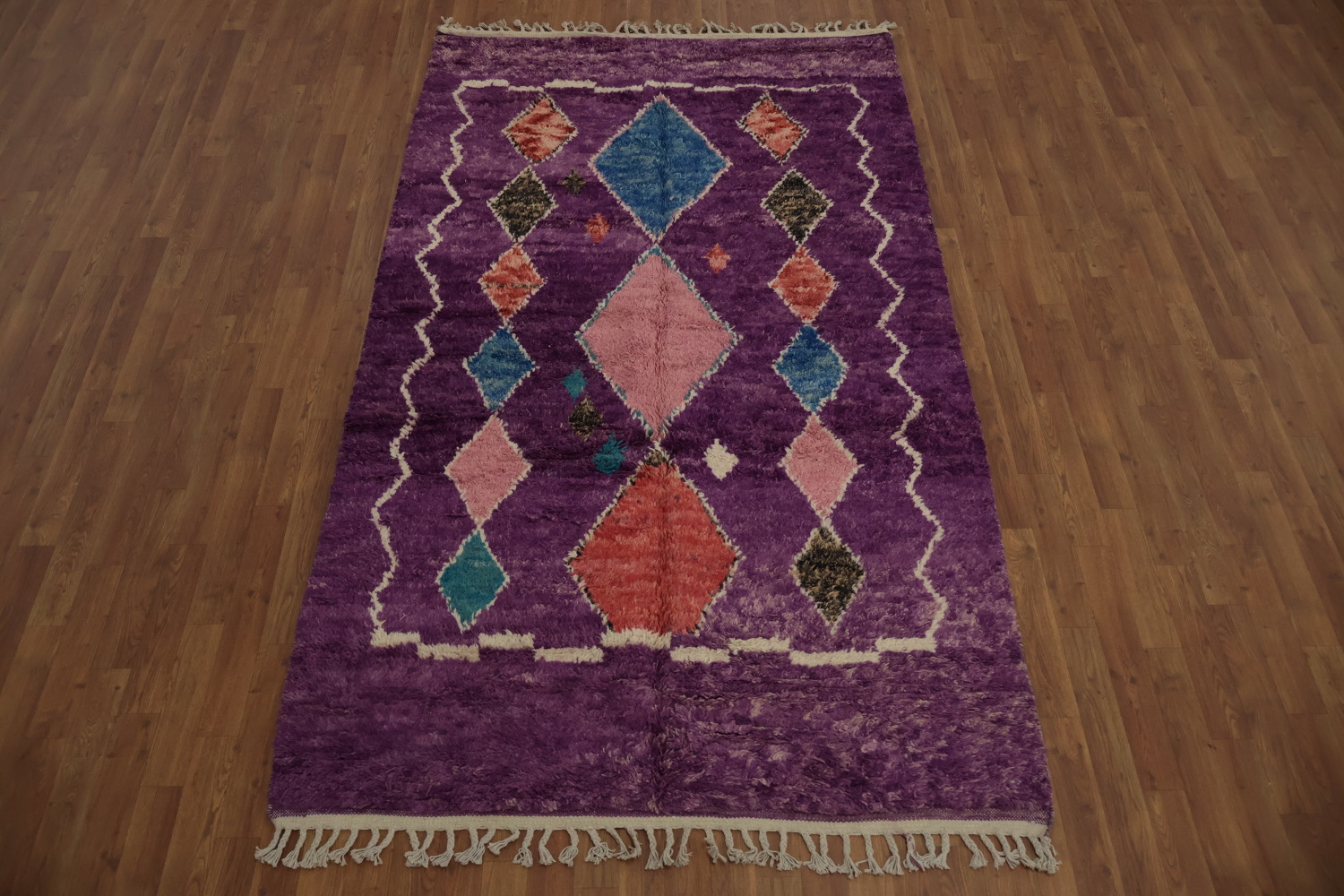 Colorful Moroccan Area Rug 5x9 with Geometric Patterns on Purple