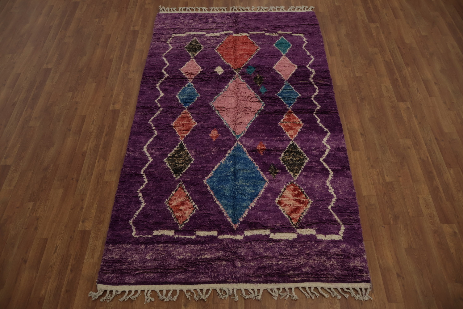 Colorful Moroccan Area Rug 5x9 with Geometric Patterns on Purple