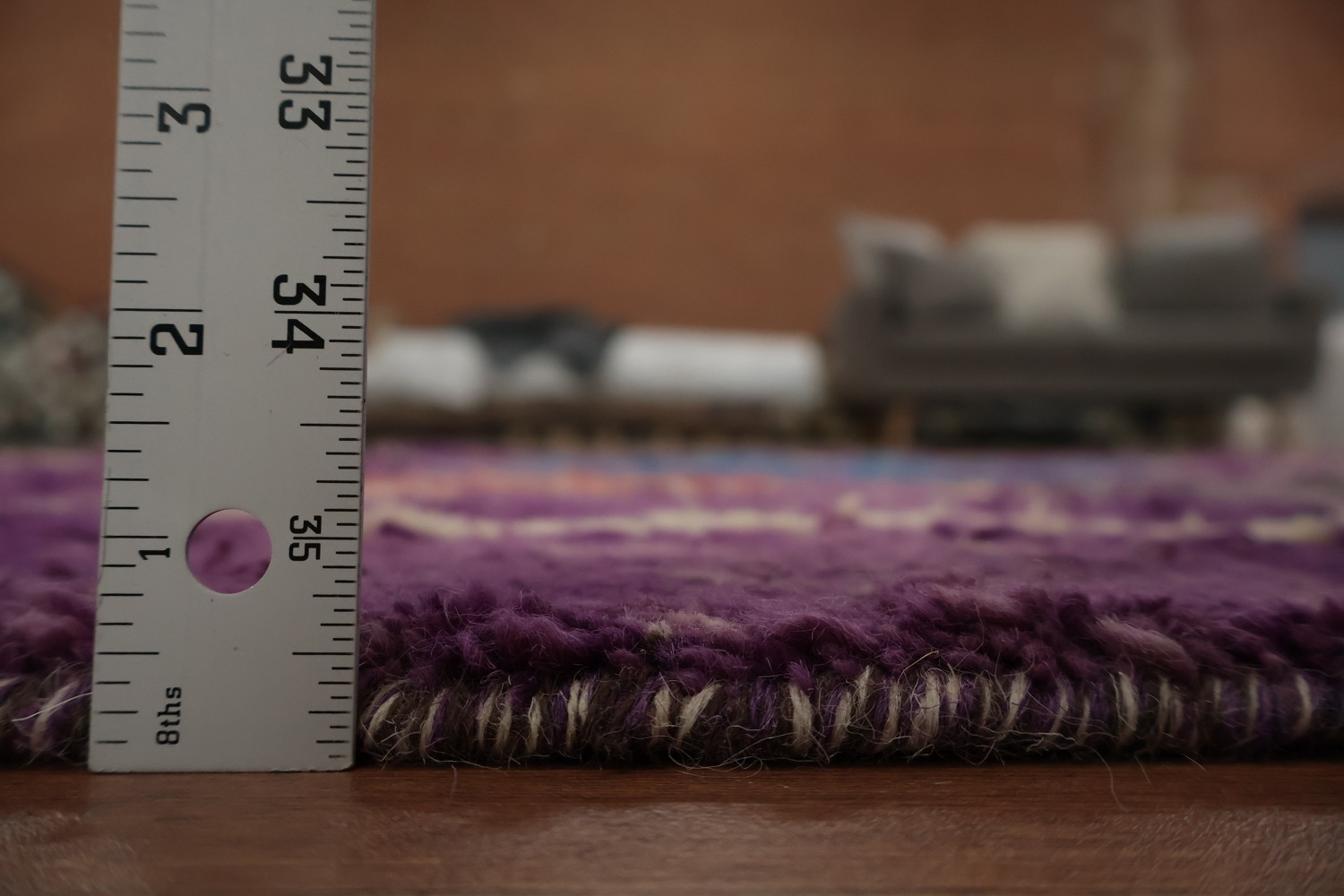 Colorful Moroccan Area Rug 5x9 with Geometric Patterns on Purple