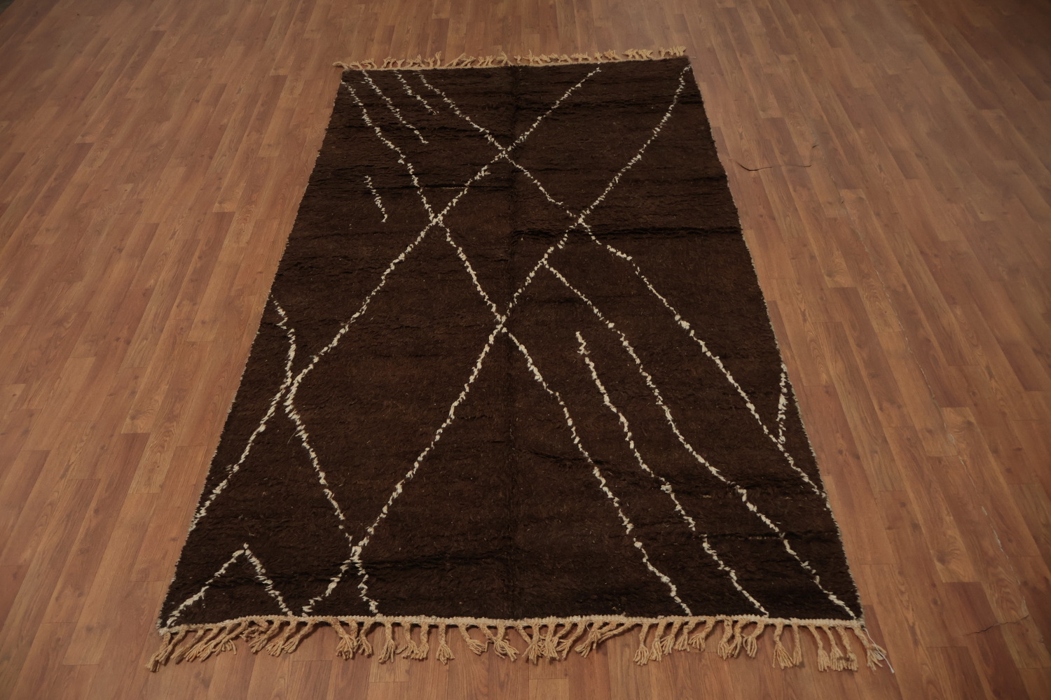 Brown Wool Moroccan Oriental Area Rug 5x9