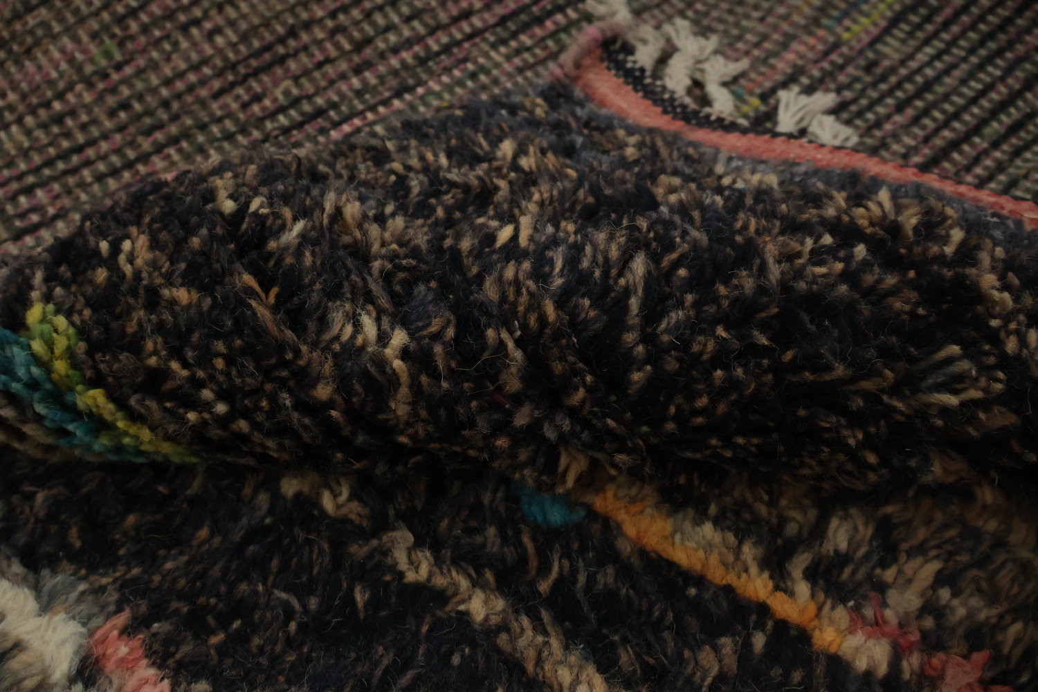 Plush Moroccan Area Rug 6x10 with Geometric Diamonds and Subtle Tones