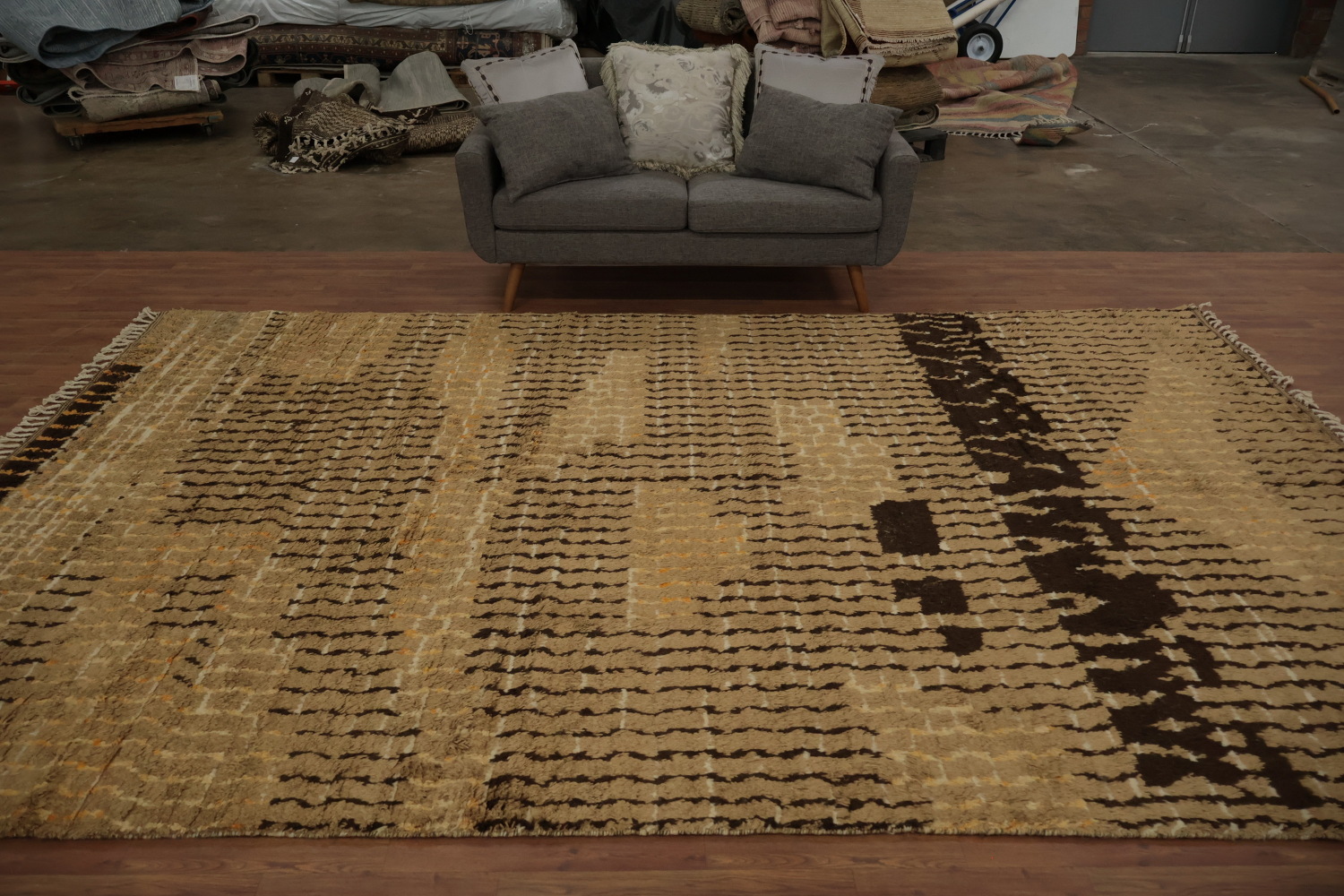 Chic Transitional Moroccan Area Rug 8x13 with Unique Artistic Patterns