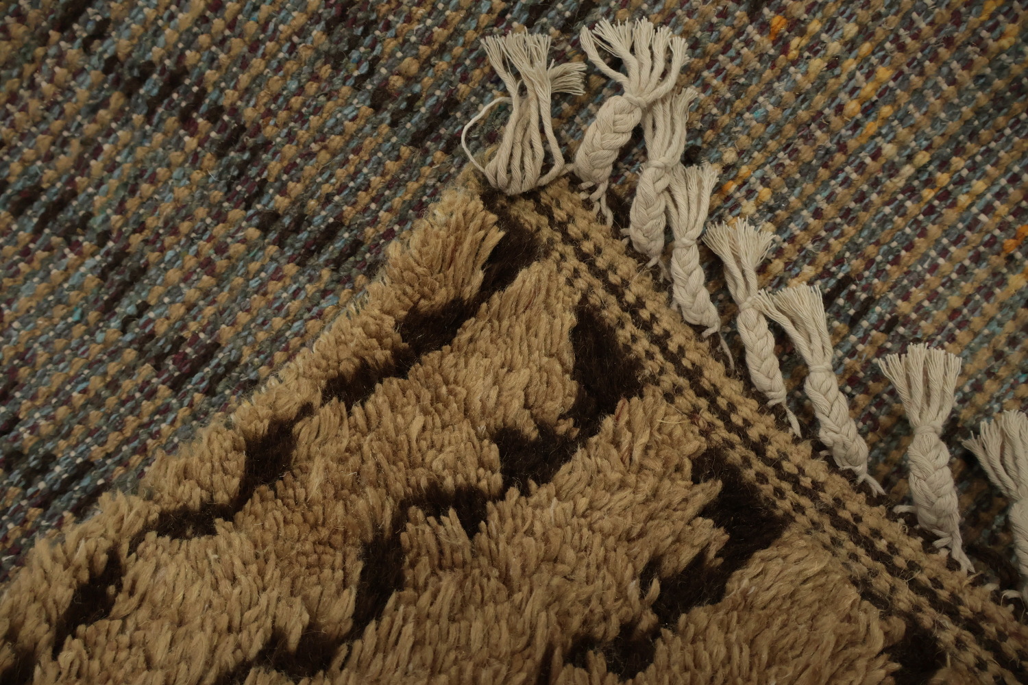 Chic Transitional Moroccan Area Rug 8x13 with Unique Artistic Patterns