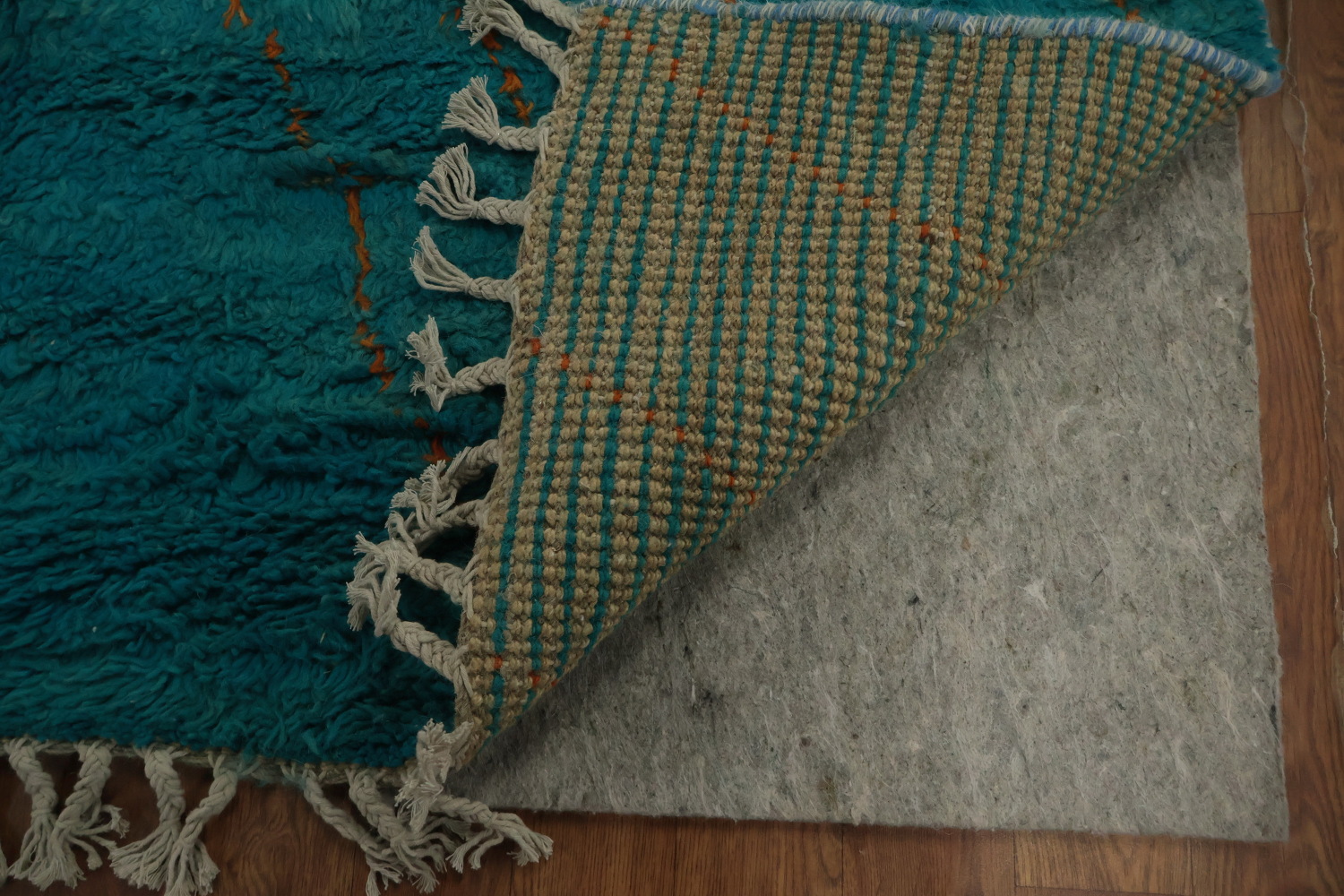 Ocean-Inspired Blue Moroccan Area Rug 5x8 with Diamond Accents