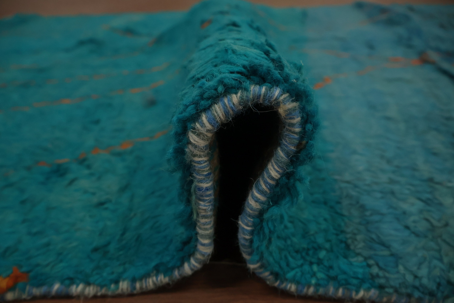 Ocean-Inspired Blue Moroccan Area Rug 5x8 with Diamond Accents
