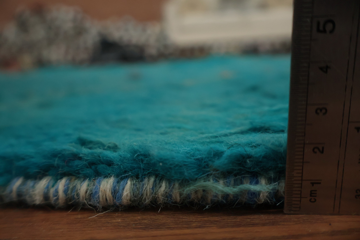 Ocean-Inspired Blue Moroccan Area Rug 5x8 with Diamond Accents