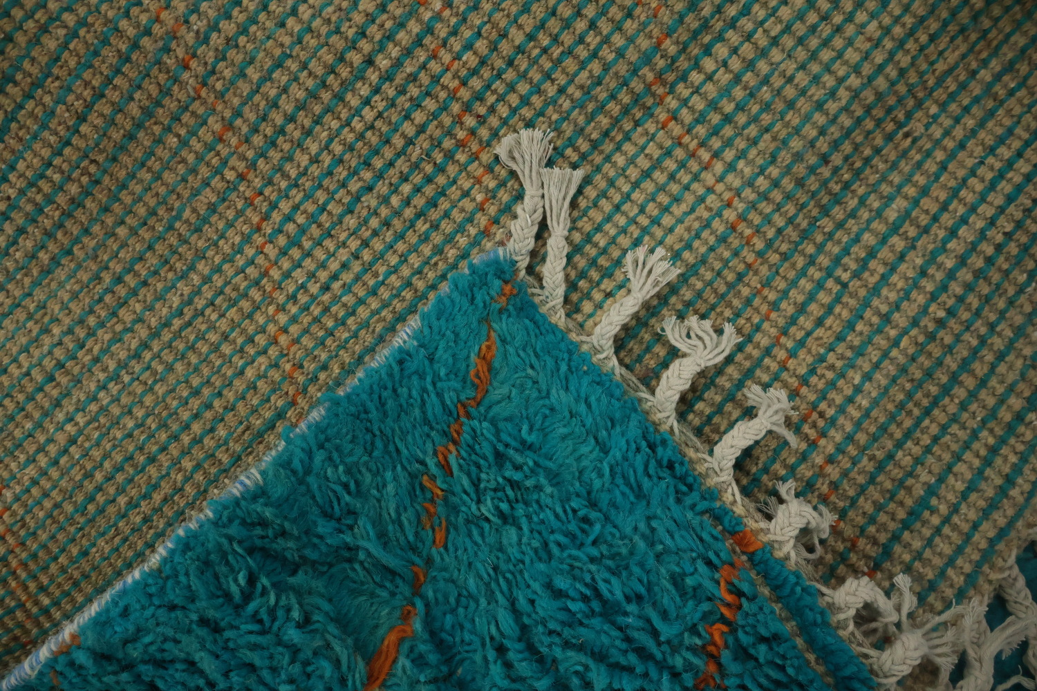 Ocean-Inspired Blue Moroccan Area Rug 5x8 with Diamond Accents