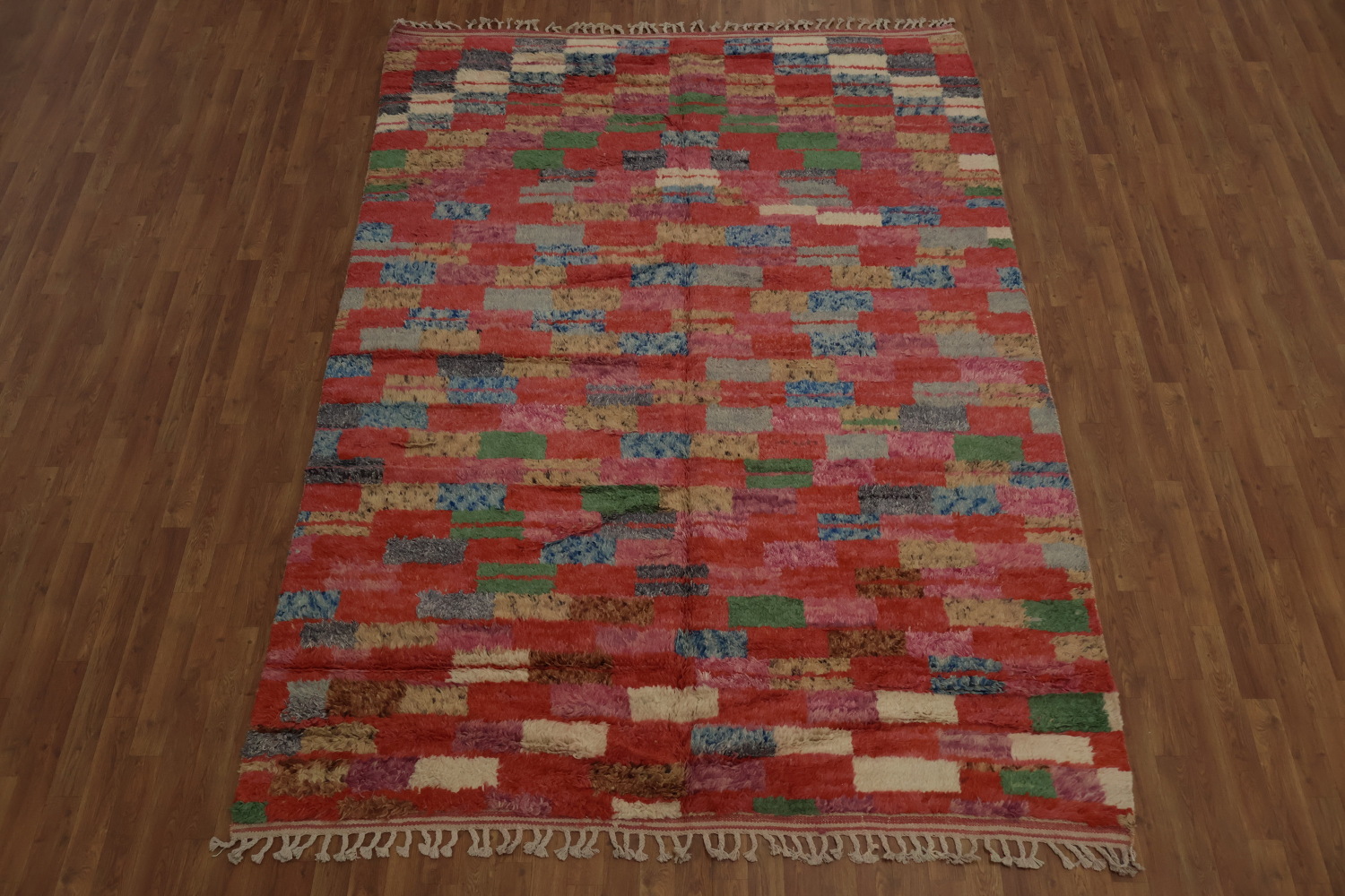 Checkered Wool Moroccan Living Room Rug 7x10