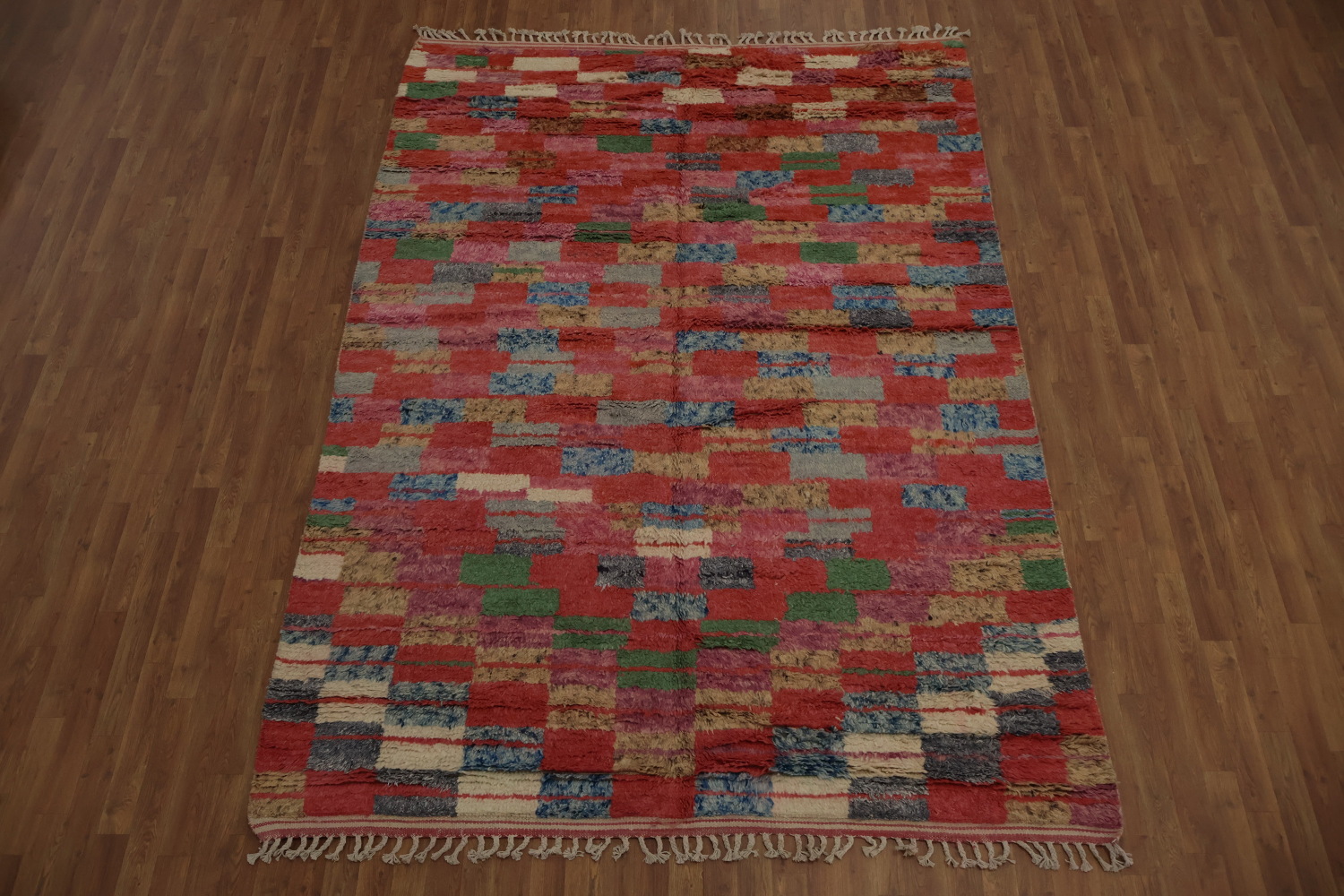 Checkered Wool Moroccan Living Room Rug 7x10