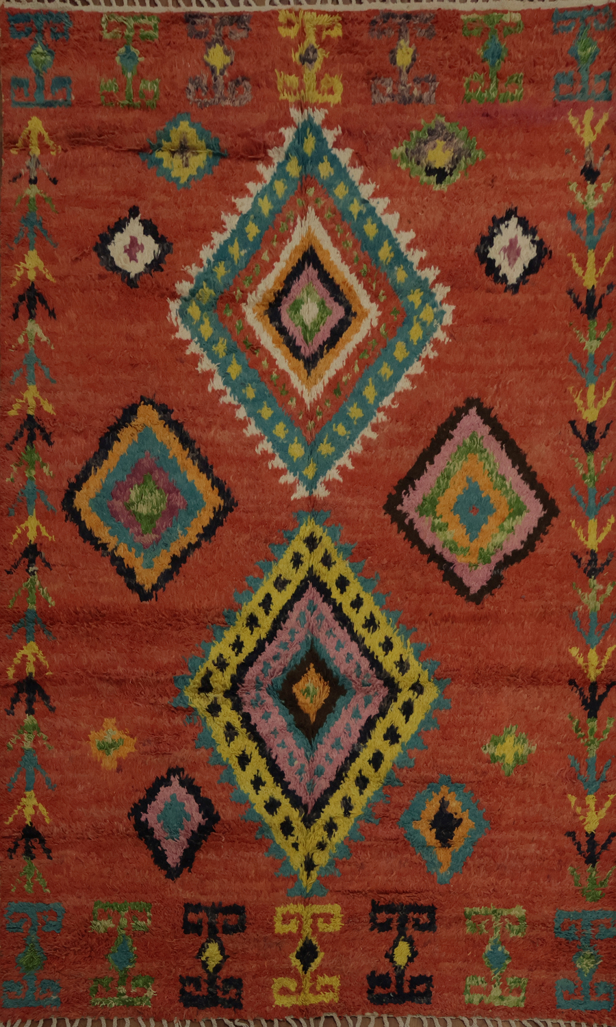 Bohemian Moroccan Area Rug 6x10 with Colorful Geometric Patterns