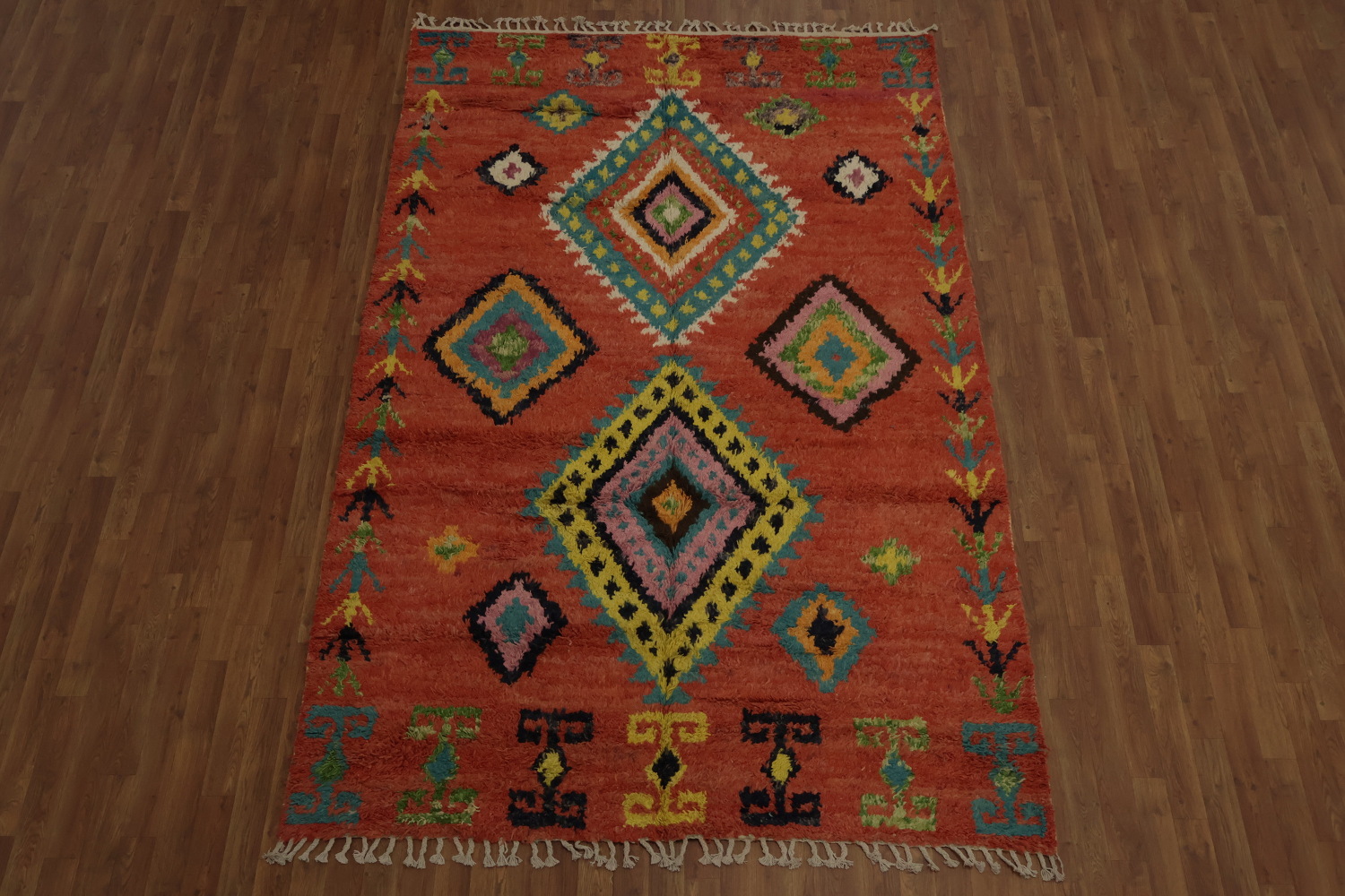 Bohemian Moroccan Area Rug 6x10 with Colorful Geometric Patterns