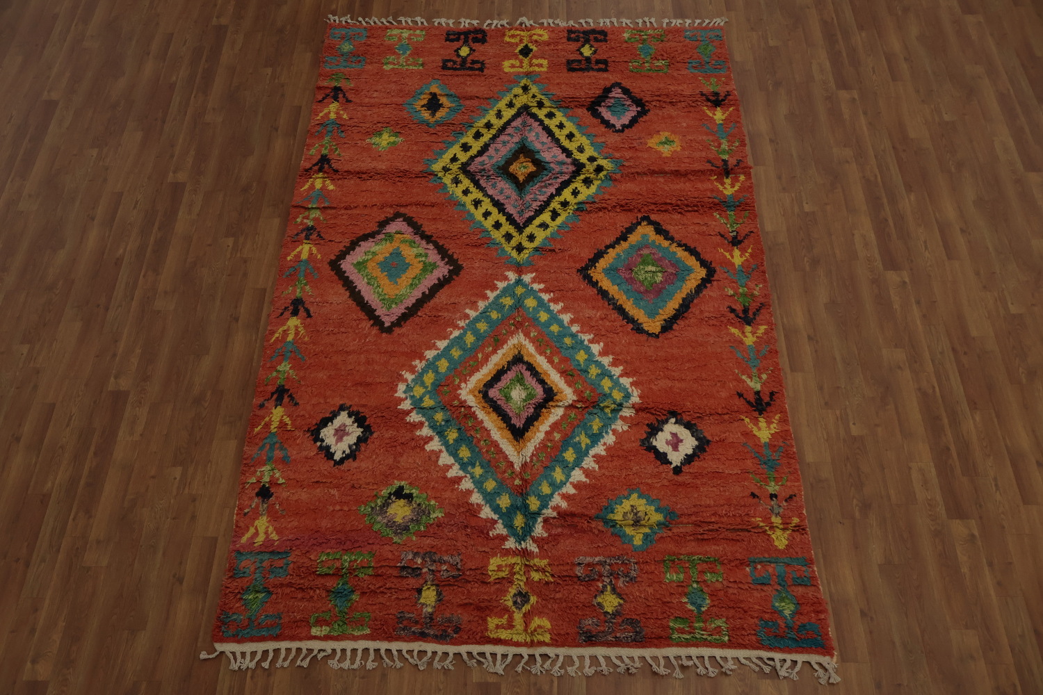 Bohemian Moroccan Area Rug 6x10 with Colorful Geometric Patterns
