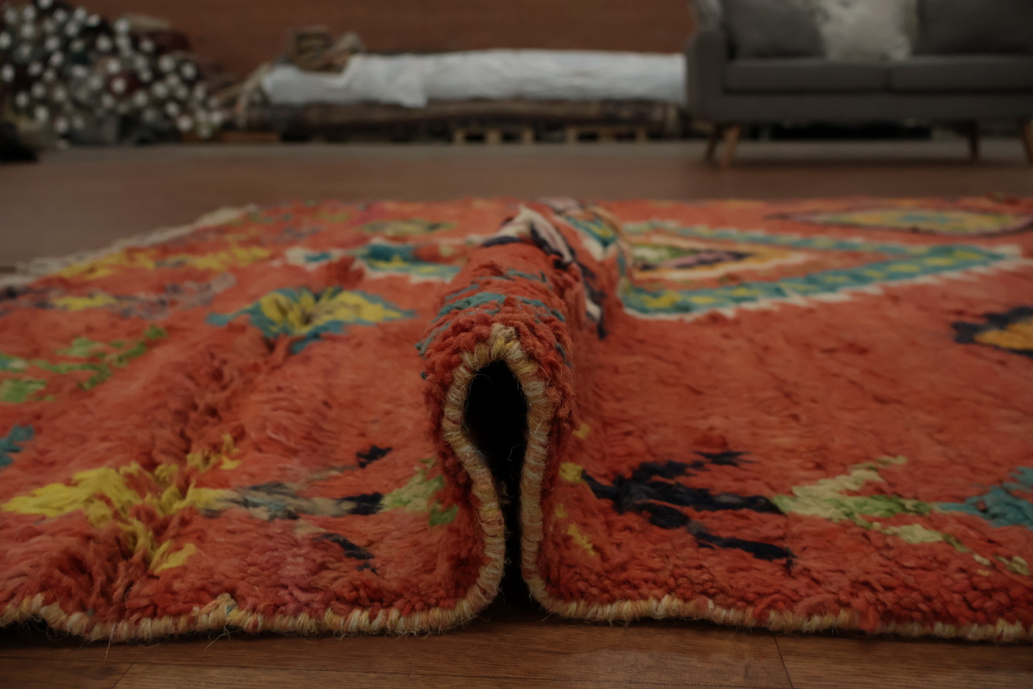 Bohemian Moroccan Area Rug 6x10 with Colorful Geometric Patterns