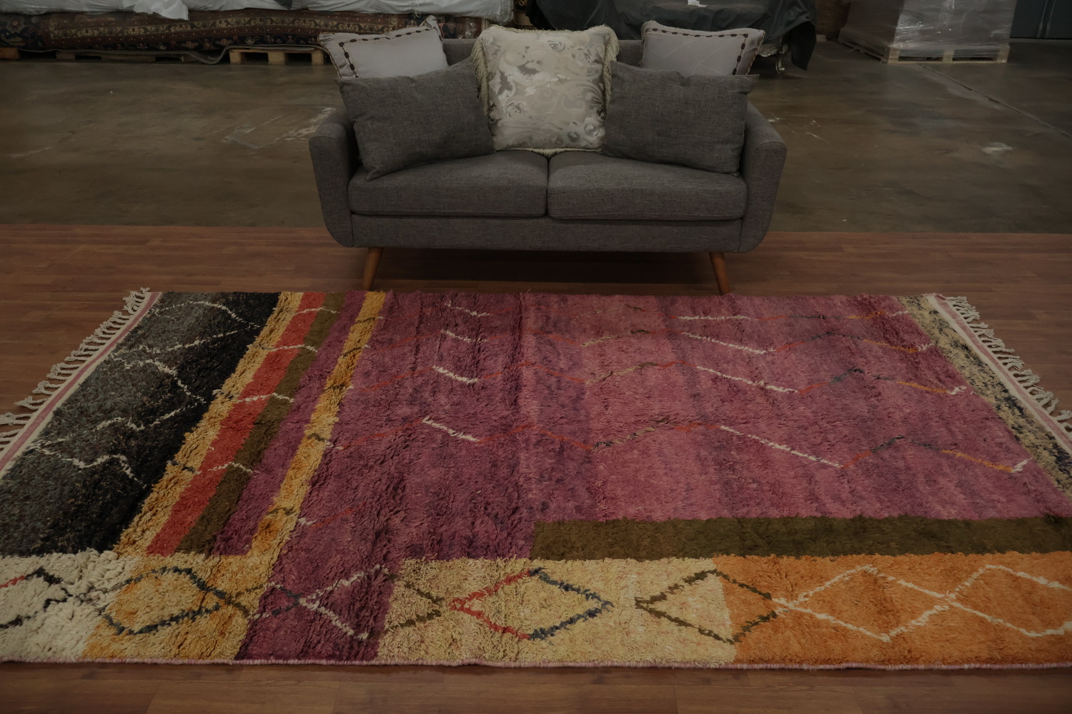 Unique Moroccan Area Rug 6x10 with Mixed Patterns and Colors