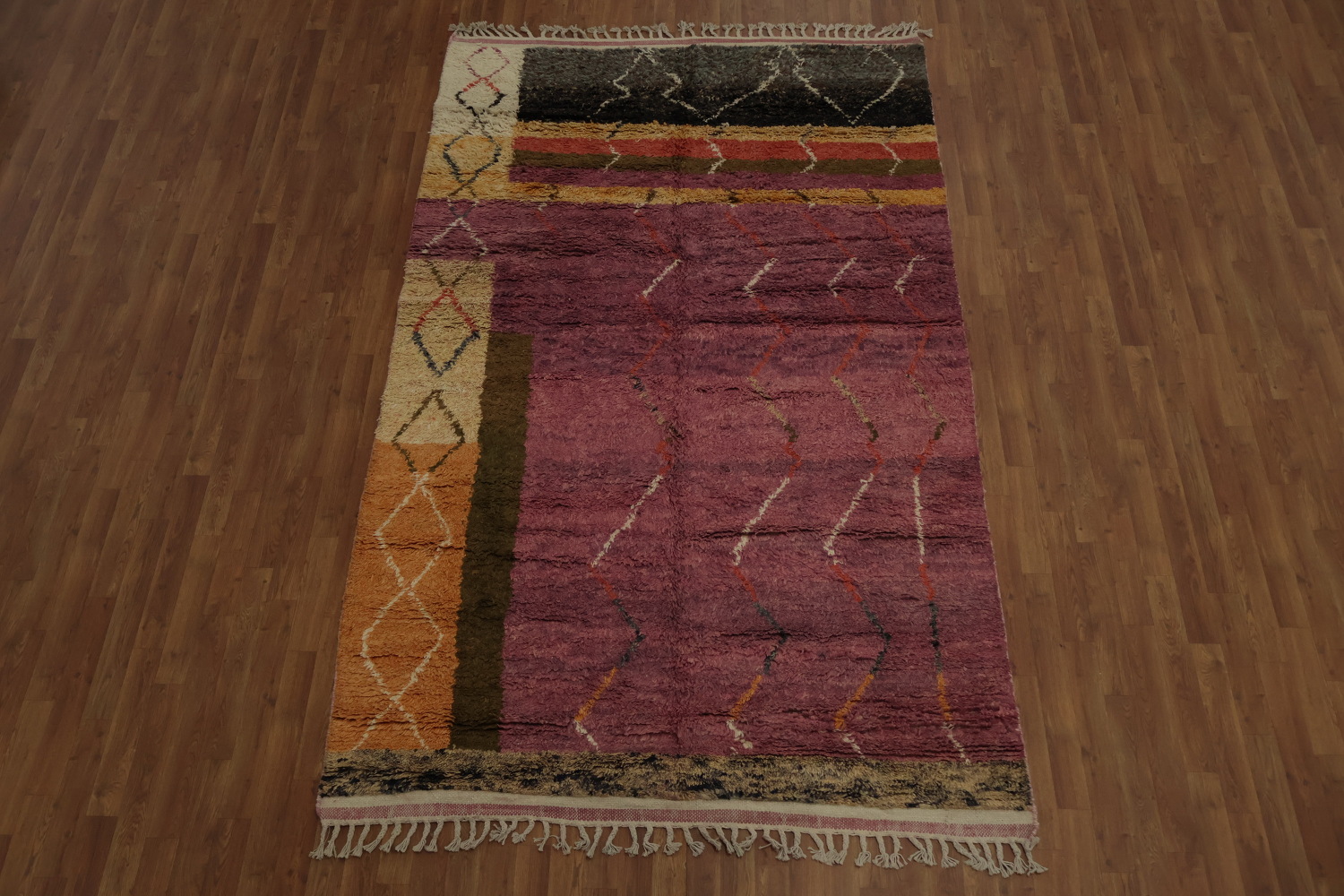Unique Moroccan Area Rug 6x10 with Mixed Patterns and Colors