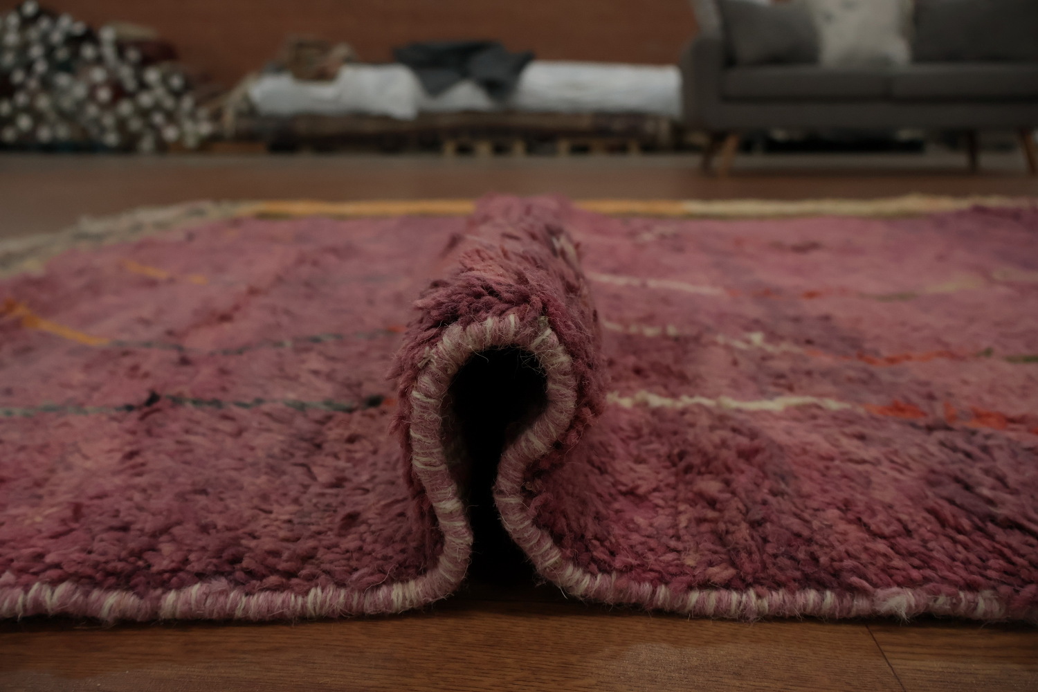 Unique Moroccan Area Rug 6x10 with Mixed Patterns and Colors