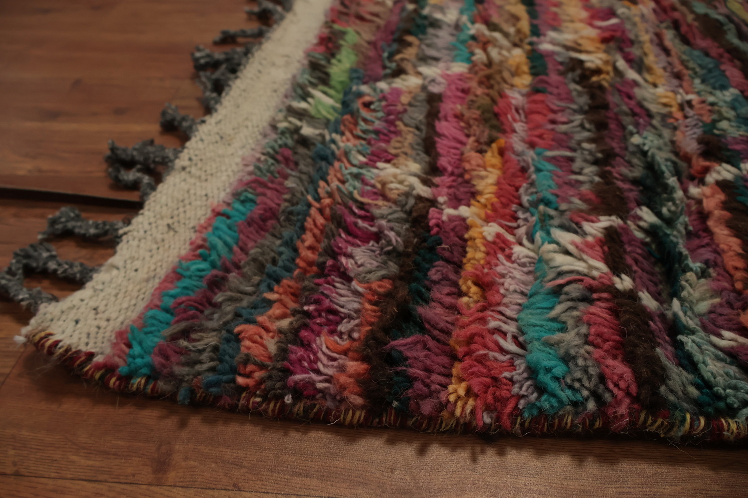 Rustic Moroccan Area Rug 6x9 with Intricate Trellis Design