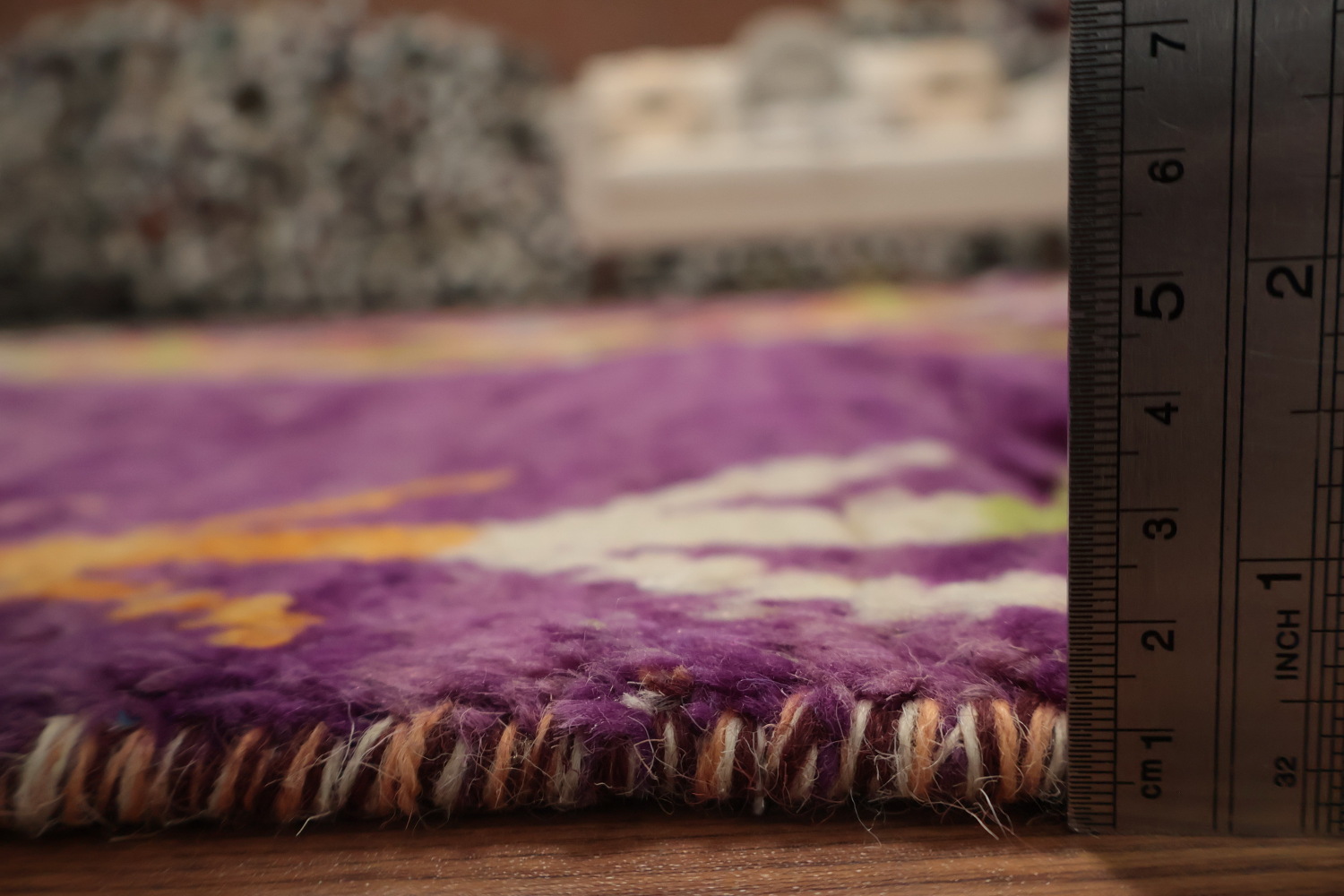 Vibrant Plush Moroccan Area Rug 6x9 with Rich Purple Background