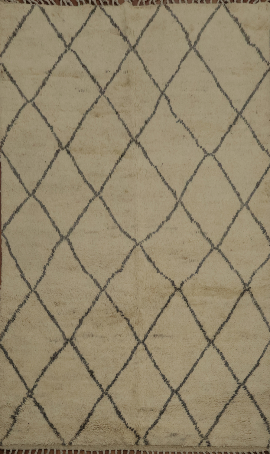 Minimalist Moroccan Wool Area Rug 6x9 in Neutral Beige Tones