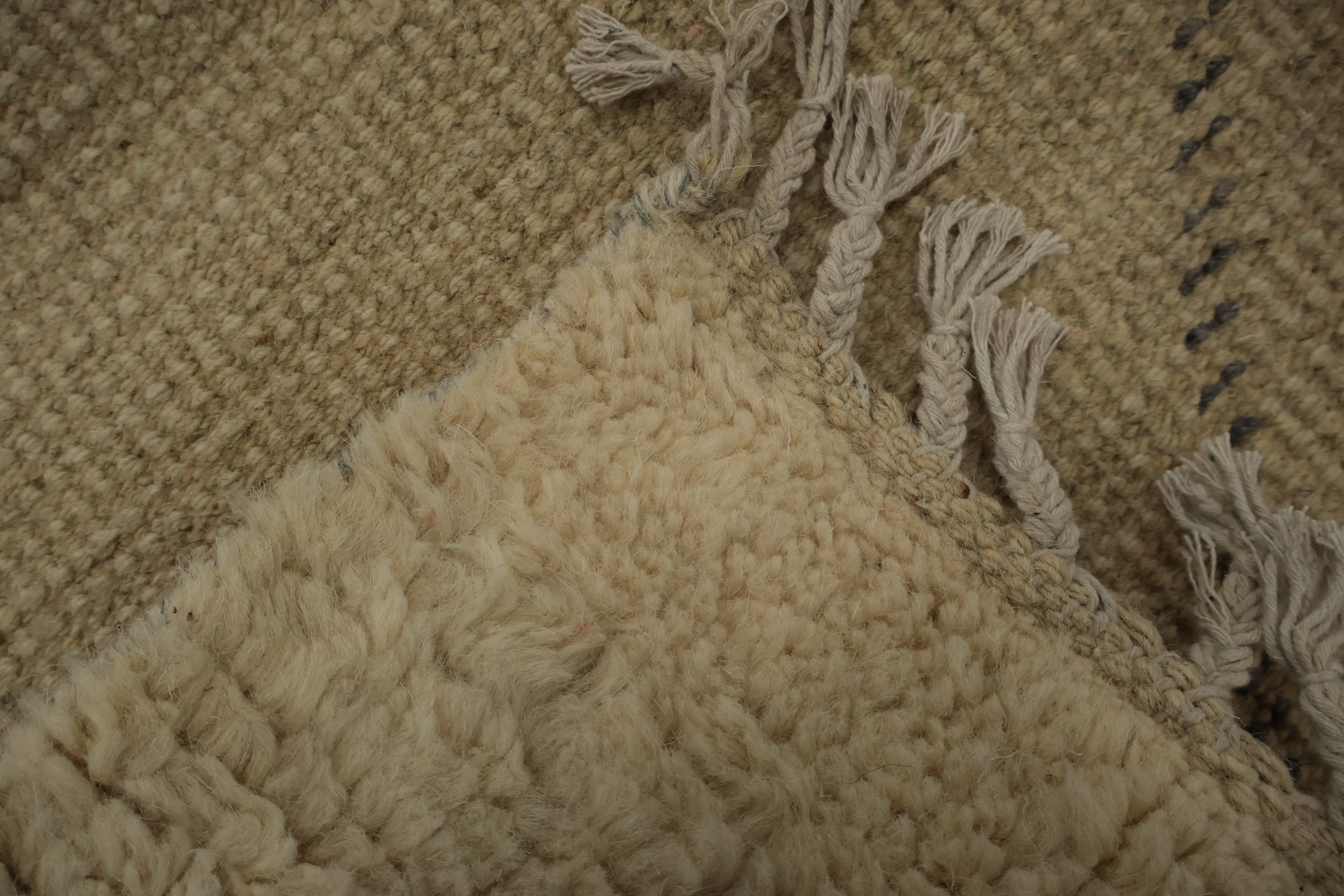 Minimalist Moroccan Wool Area Rug 6x9 in Neutral Beige Tones