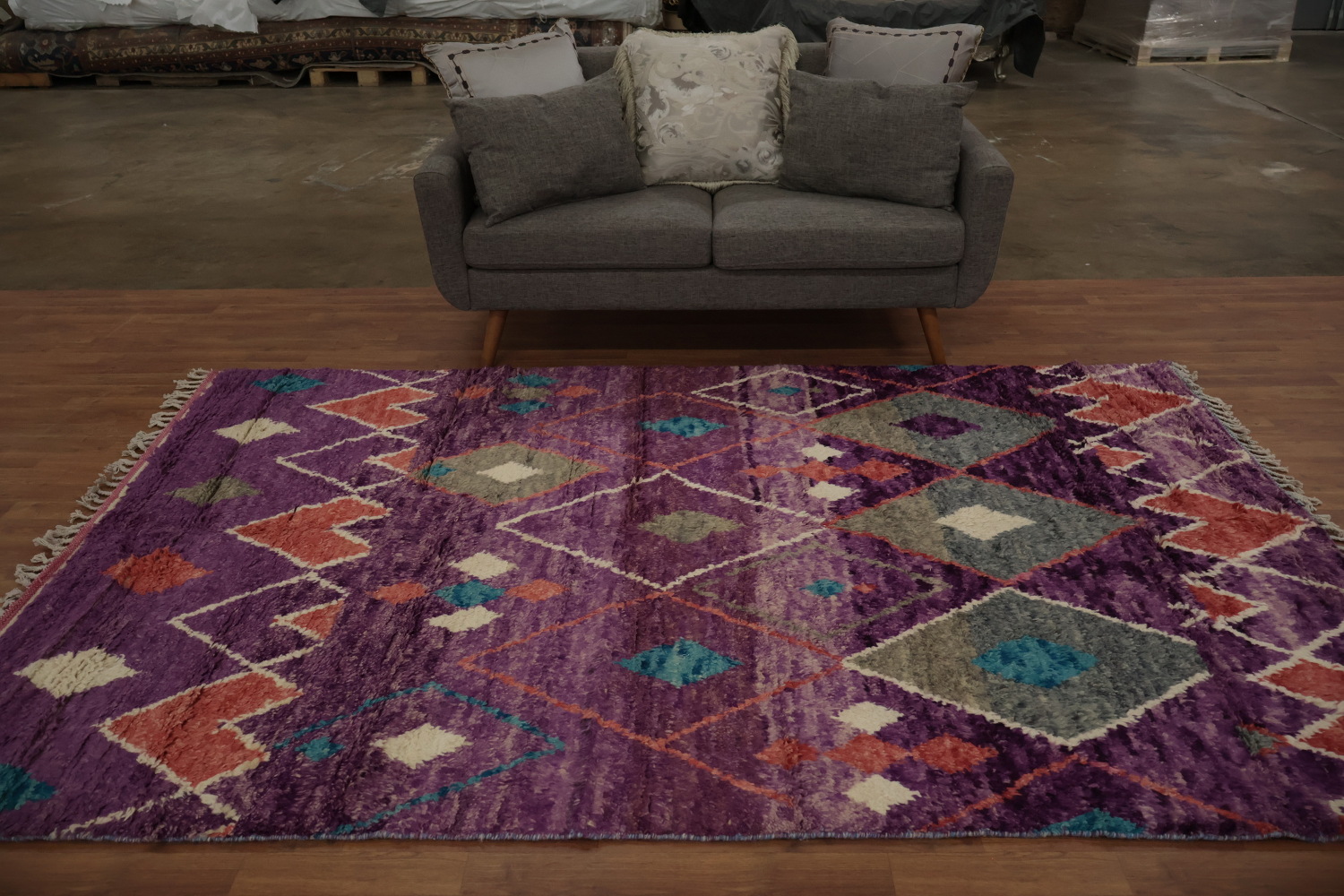 Handmade Plush Moroccan Purple Area Rug 6x9
