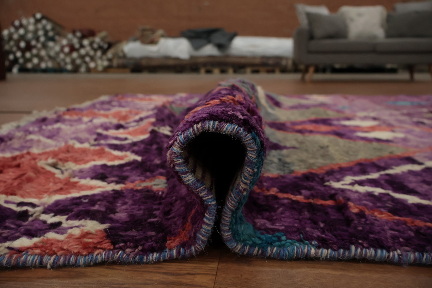 Handmade Plush Moroccan Purple Area Rug 6x9