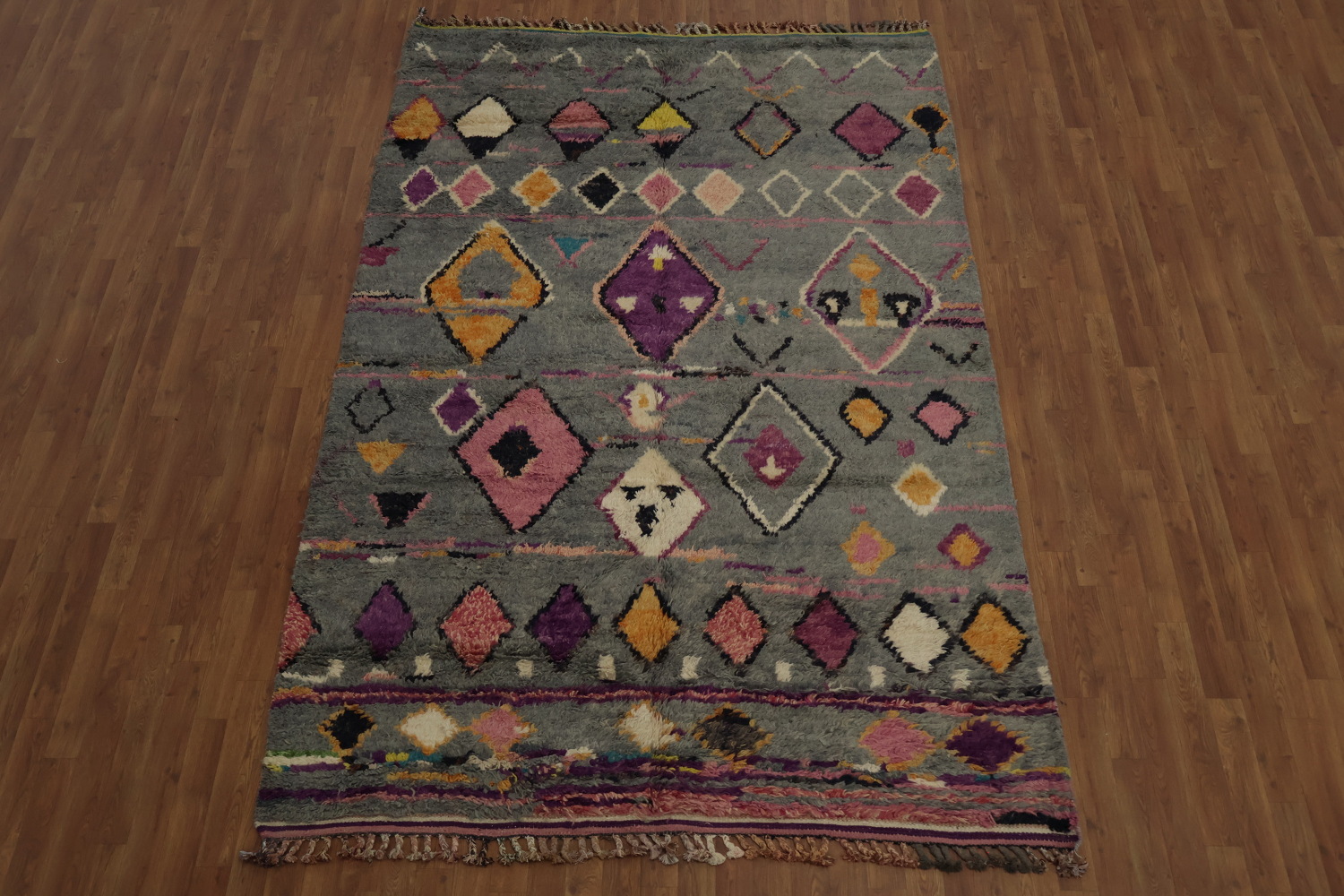 Artisan Plush Moroccan Area Rug 6x9 with Exotic Diamond Designs
