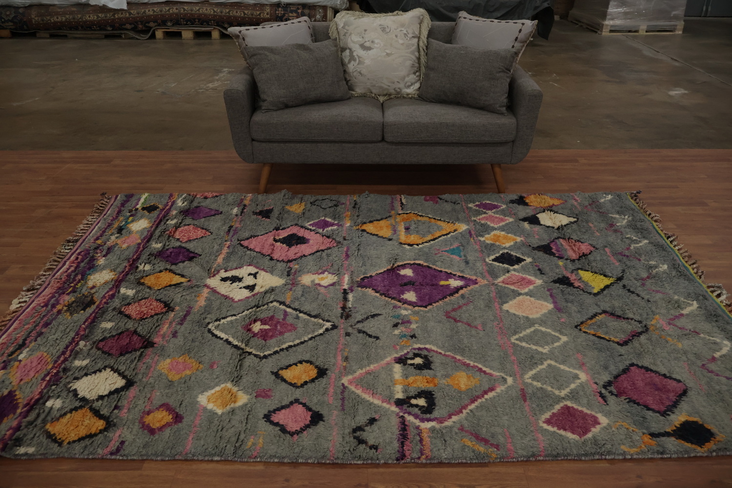 Artisan Plush Moroccan Area Rug 6x9 with Exotic Diamond Designs