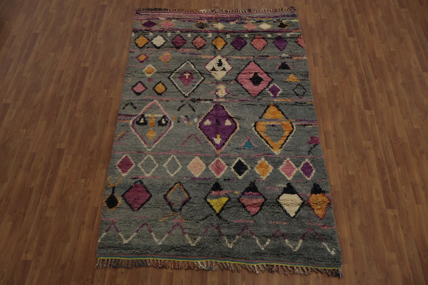 Artisan Plush Moroccan Area Rug 6x9 with Exotic Diamond Designs