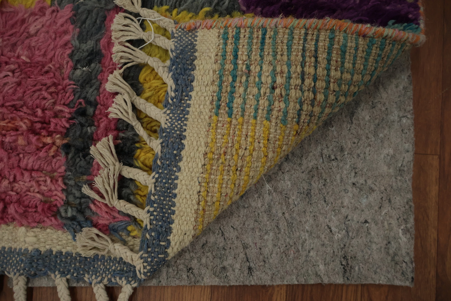 Eclectic Moroccan Area Rug 7x11 with Bright Patchwork Design