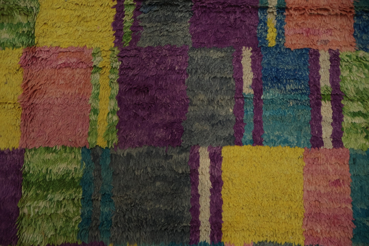 Eclectic Moroccan Area Rug 7x11 with Bright Patchwork Design